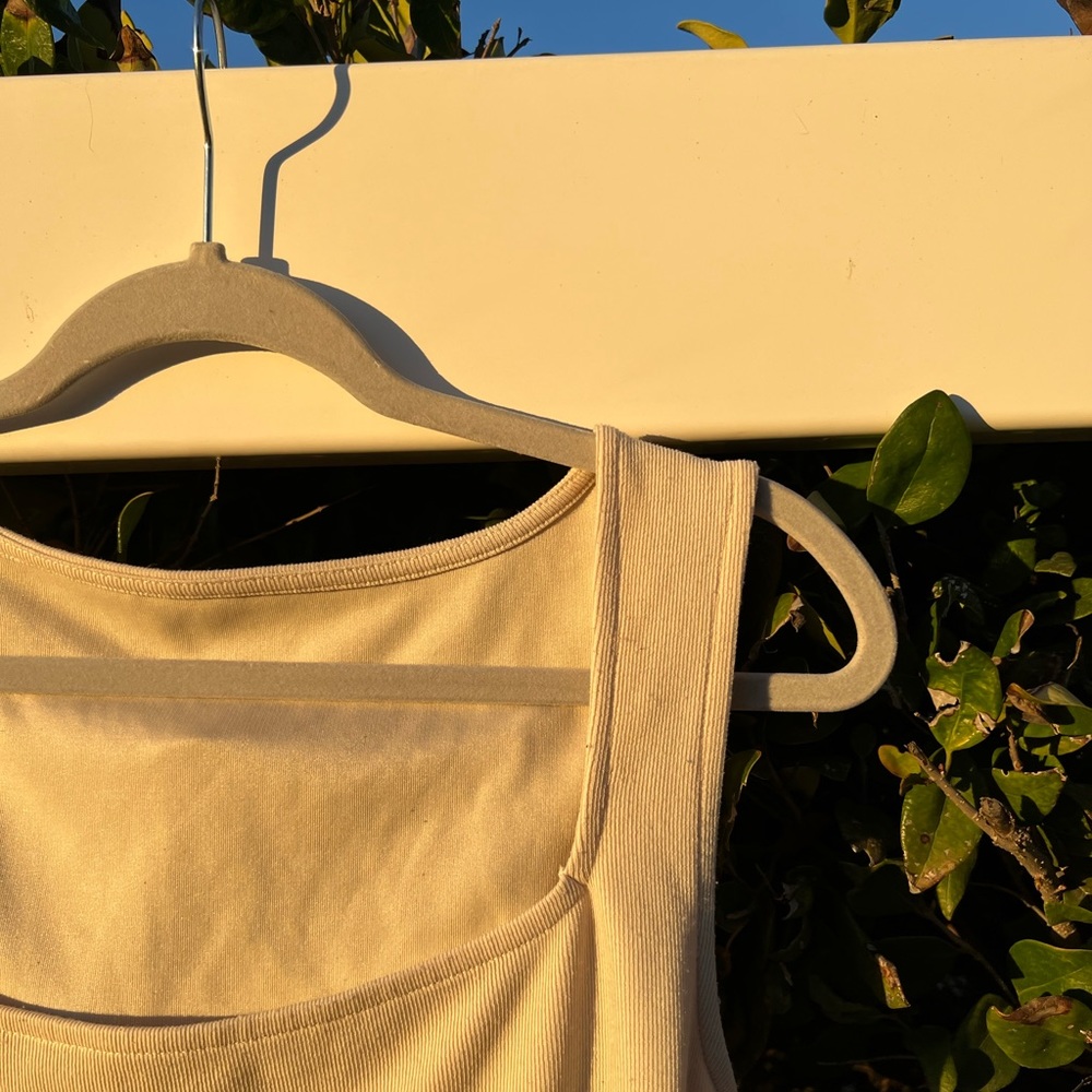 White/Cream bodysuit tank! Ribbed and square neck.